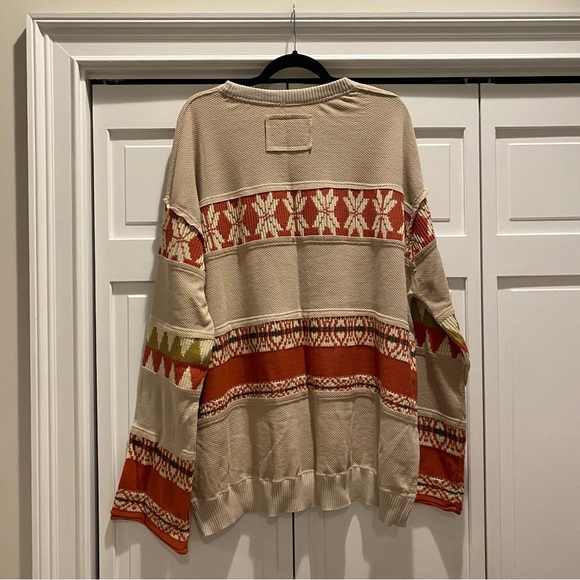 We The Free People Ski Holiday Snowflake Swit Oversized Waffle Knit Thermal | L - Picture 8 of 9